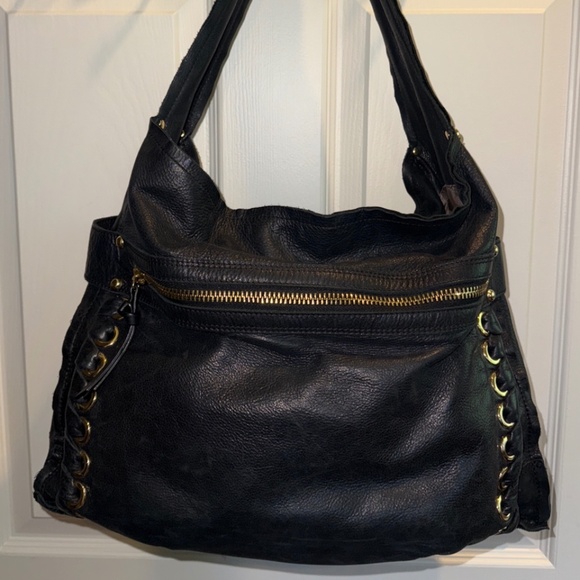 Vince Camuto 'Mica" hobo handbag, black with gold hardware - Picture 1 of 12